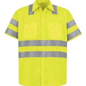 High Visibility Safety Short Sleeve Work Shirt Tall Sizes