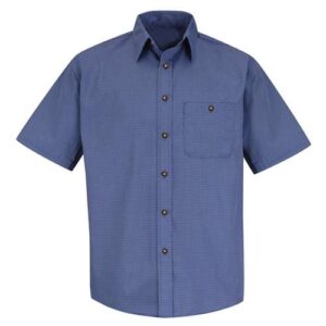 Mini-Plaid Uniform Short Sleeve Shirt - Long Sizes